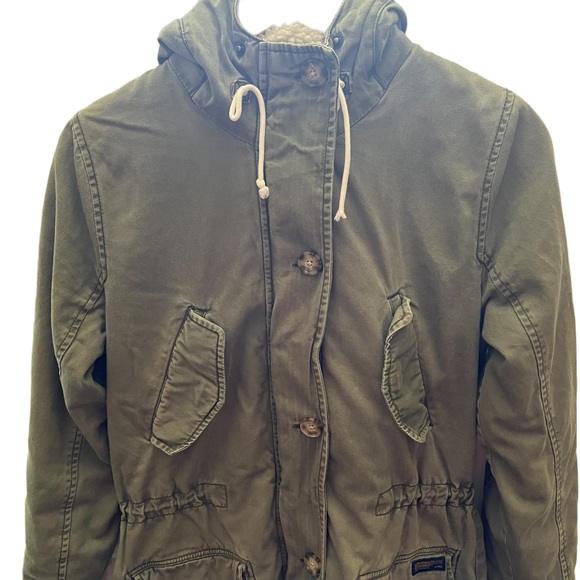 Abercrombie & Fitch Sherpa Lined Hooded Utility Coat Parka Size Small - Picture 3 of 16